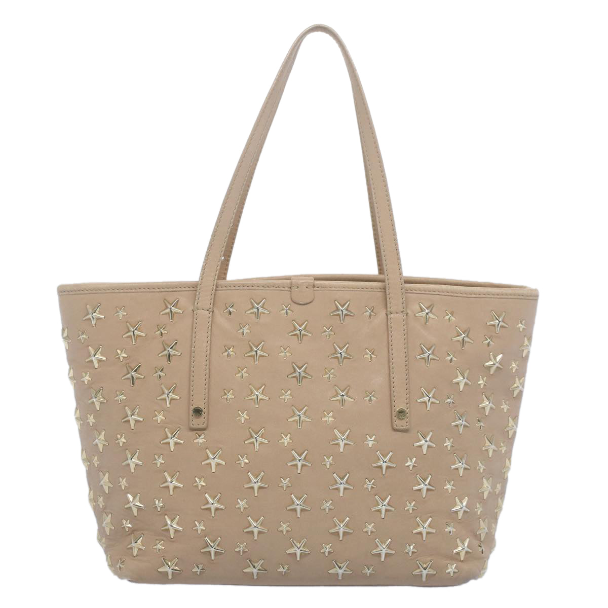 Jimmy Choo Pimlico Tote Bag Leather Beige Auth ep1499