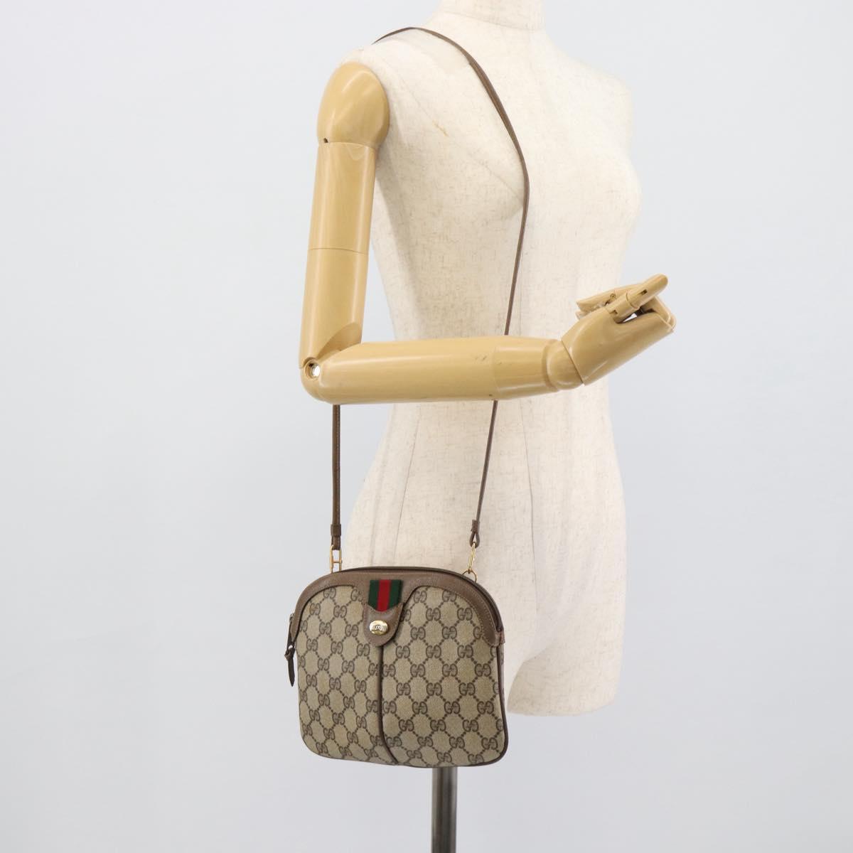 GUCCI GG Supreme Web Sherry Line Bag PVC Beige Gold 68 02 047 Auth ep14991