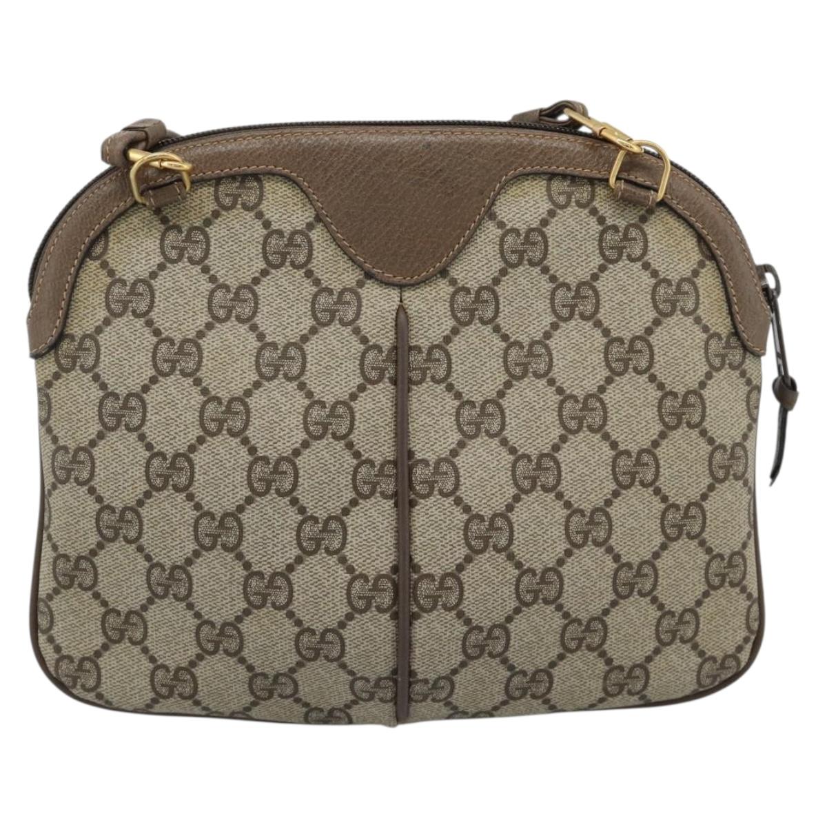 GUCCI GG Supreme Web Sherry Line Bag PVC Beige Gold 68 02 047 Auth ep14991