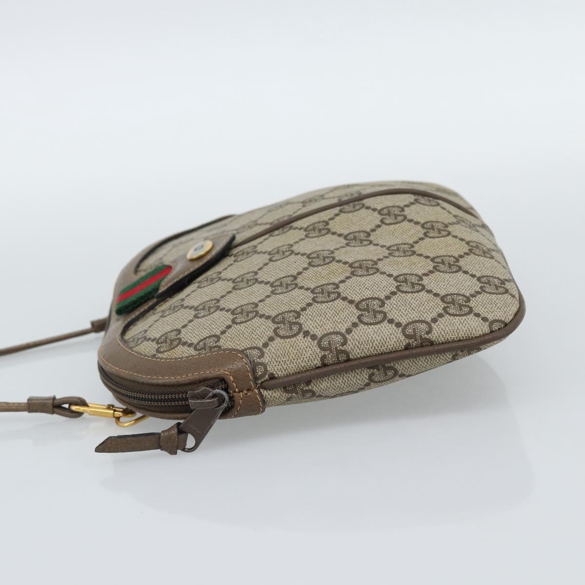 GUCCI GG Supreme Web Sherry Line Bag PVC Beige Gold 68 02 047 Auth ep14991