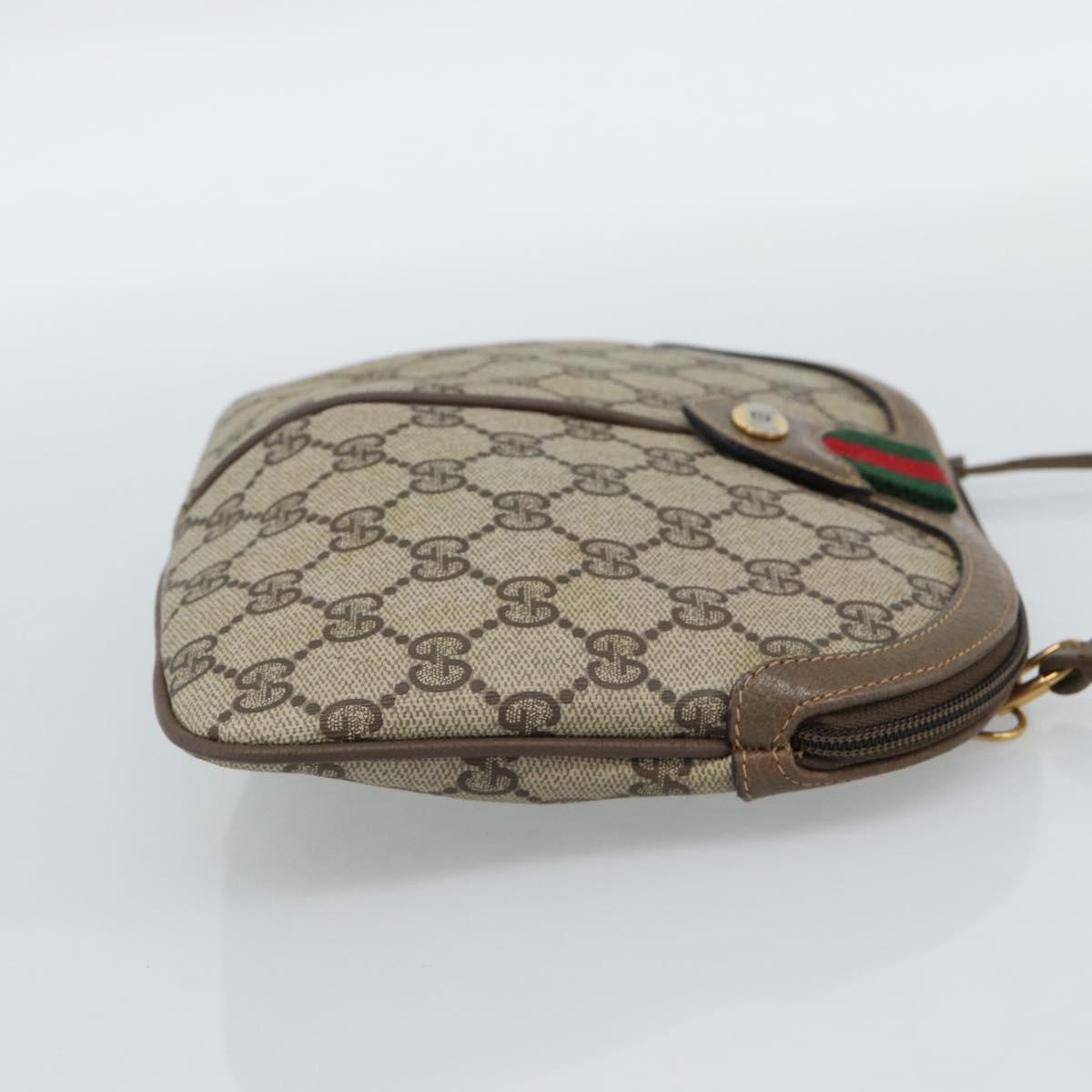 GUCCI GG Supreme Web Sherry Line Bag PVC Beige Gold 68 02 047 Auth ep14991