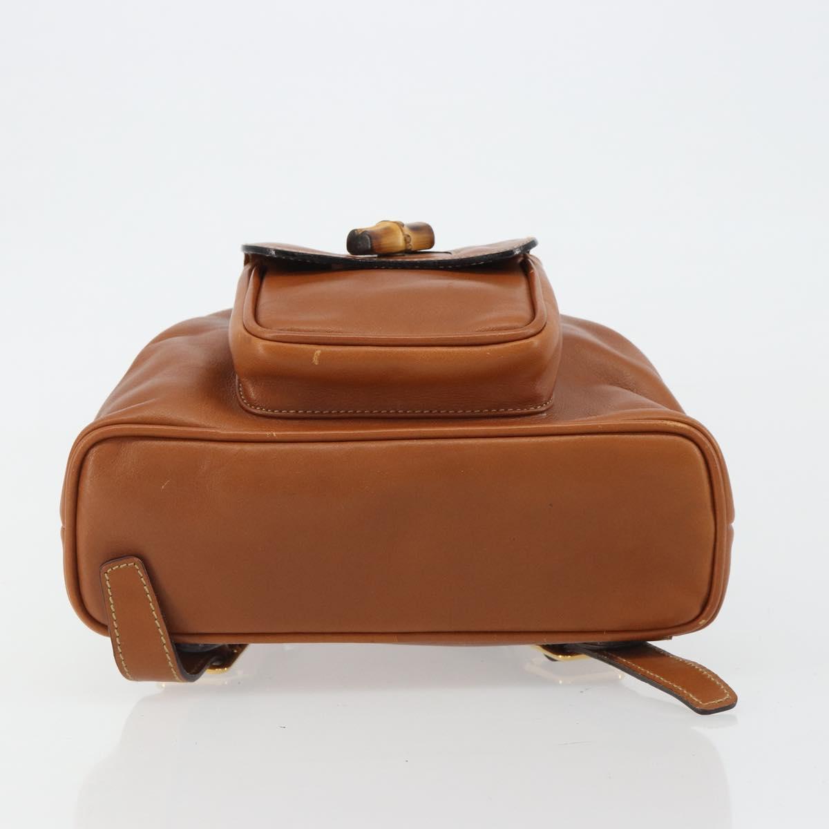GUCCI Bamboo Backpack Leather Brown Gold 03 2265 0030 Auth ep15002