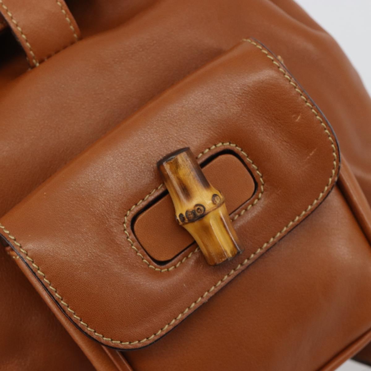 GUCCI Bamboo Backpack Leather Brown Gold 03 2265 0030 Auth ep15002