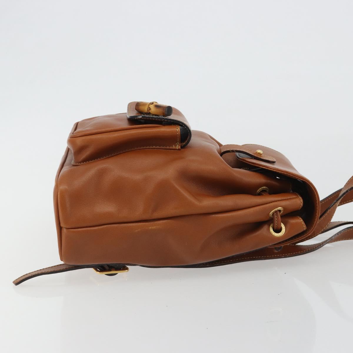 GUCCI Bamboo Backpack Leather Brown Gold 03 2265 0030 Auth ep15002
