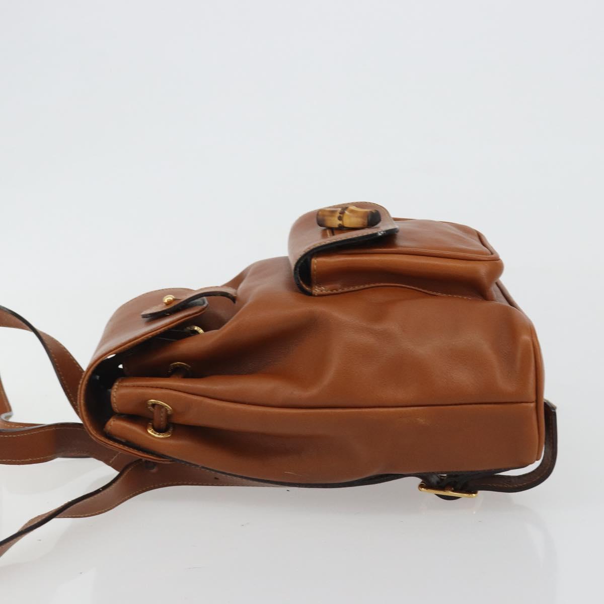 GUCCI Bamboo Backpack Leather Brown Gold 03 2265 0030 Auth ep15002