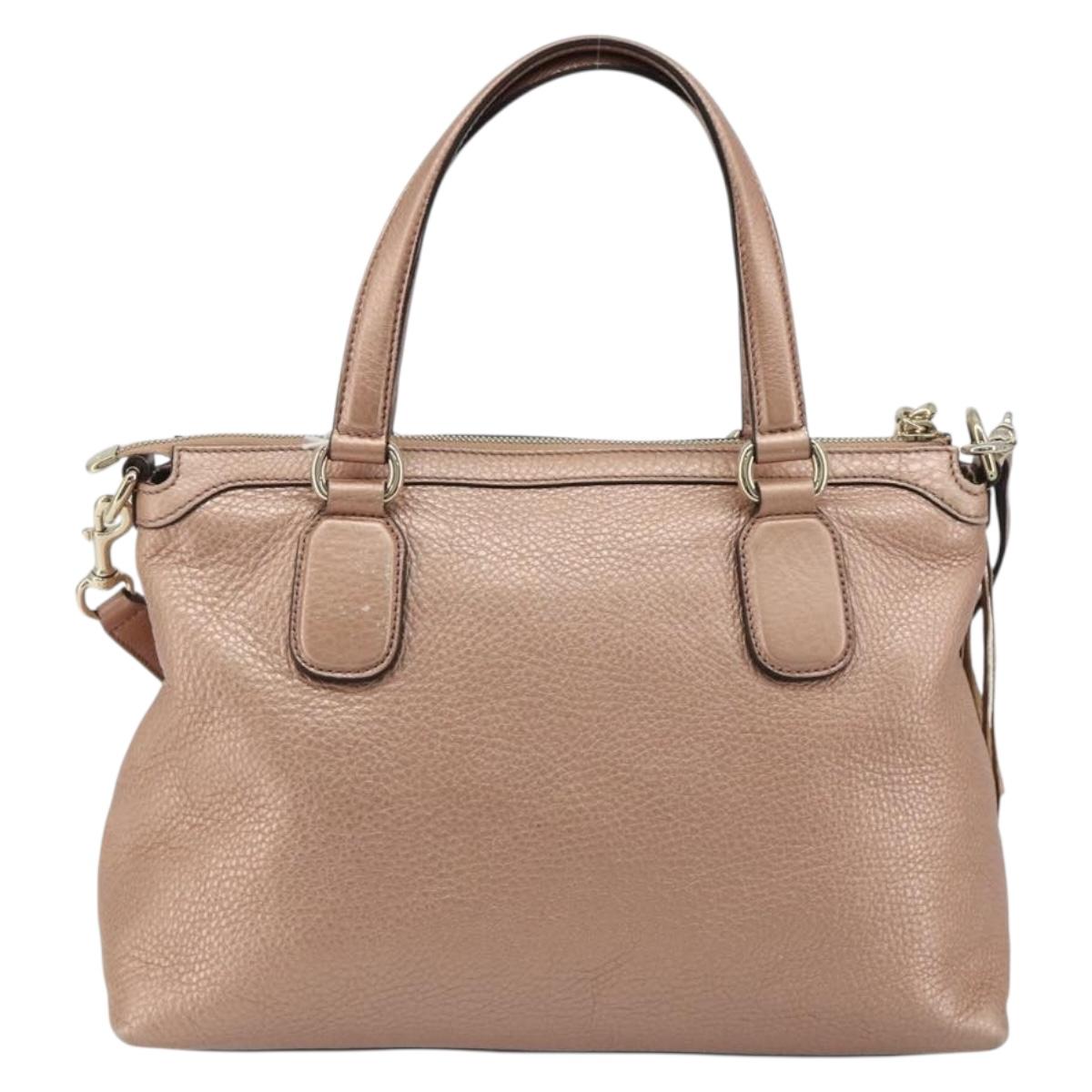 GUCCI Soho Hand Bag Leather 2way Pink Gold 308362 Auth ep15003A