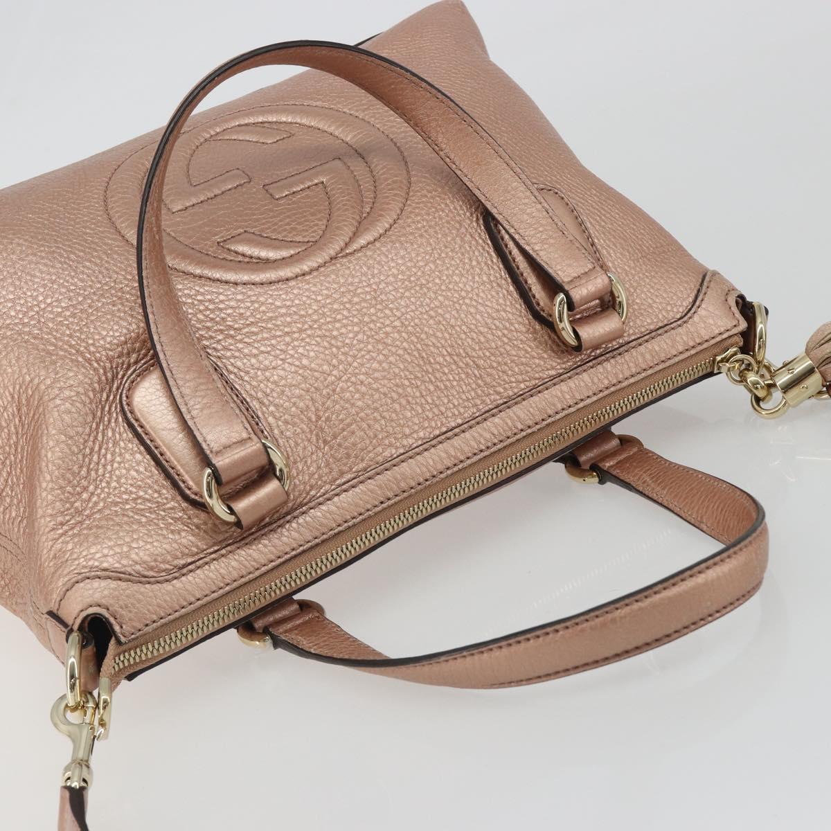 GUCCI Soho Hand Bag Leather 2way Pink Gold 308362 Auth ep15003A