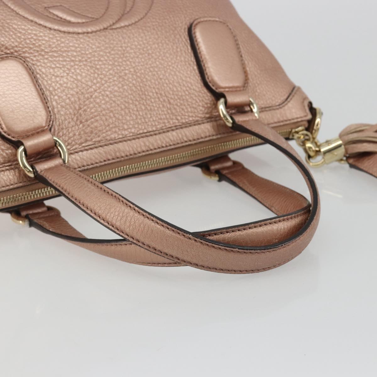GUCCI Soho Hand Bag Leather 2way Pink Gold 308362 Auth ep15003A