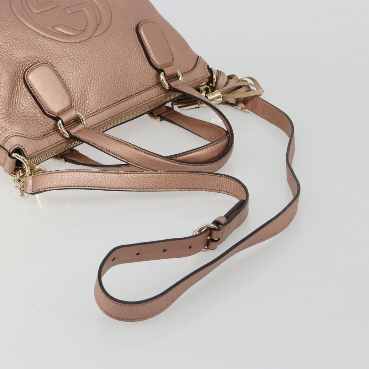 GUCCI Soho Hand Bag Leather 2way Pink Gold 308362 Auth ep15003A