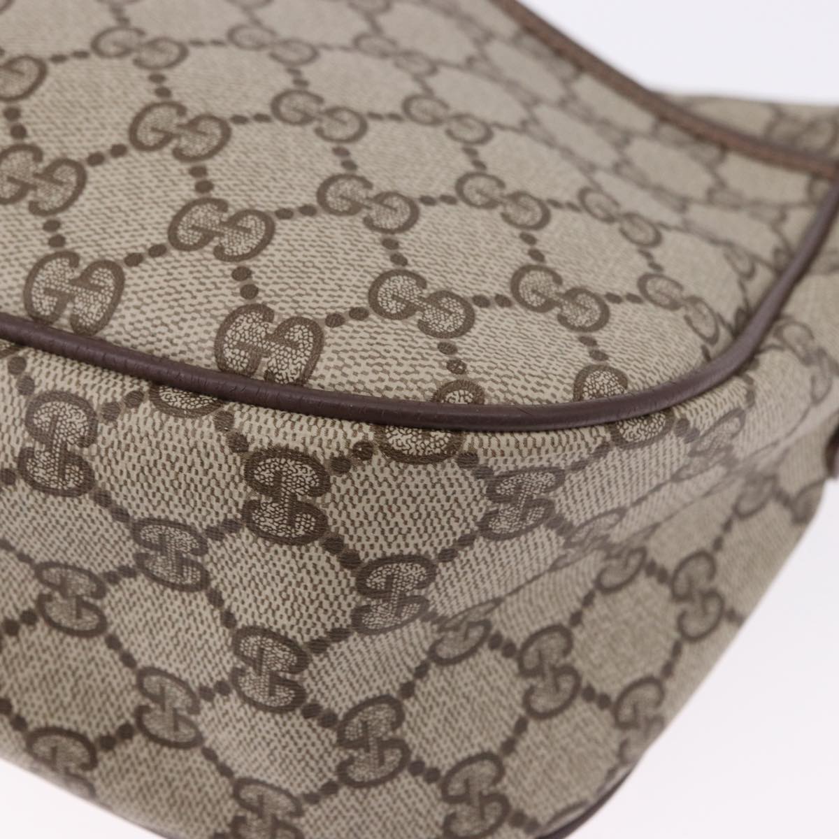 GUCCI GG Supreme Web Sherry Line Bag PVC Beige Gold 89 02 077 Auth ep15007