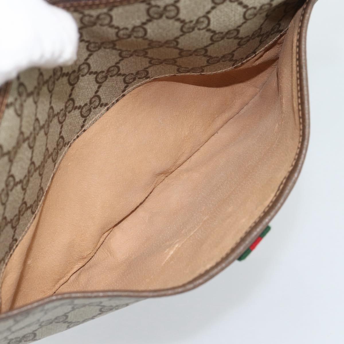 GUCCI GG Supreme Web Sherry Line Bag PVC Beige Gold 89 02 077 Auth ep15007