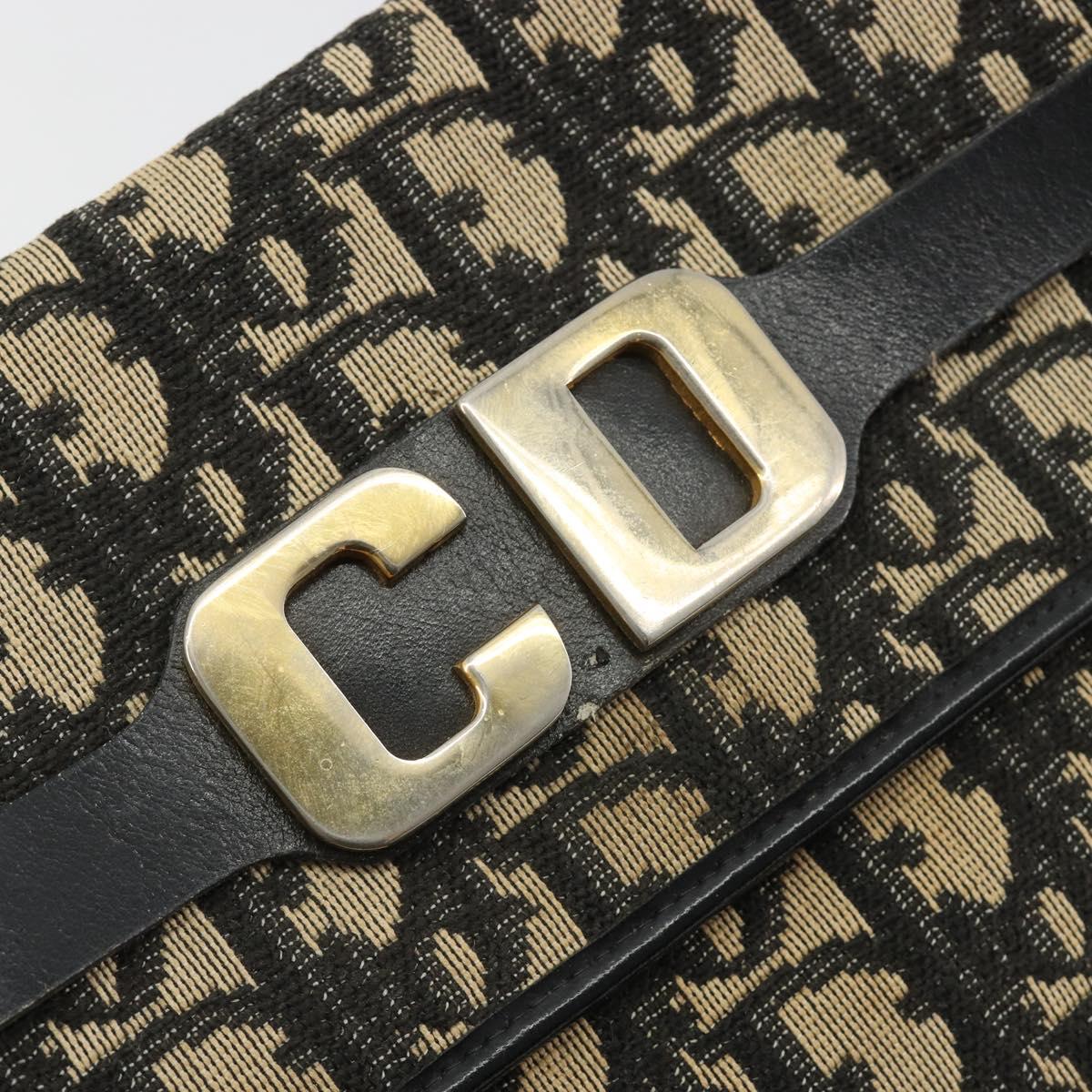 Christian Dior Trotter Canvas Shoulder Bag Navy Gold Auth ep15009