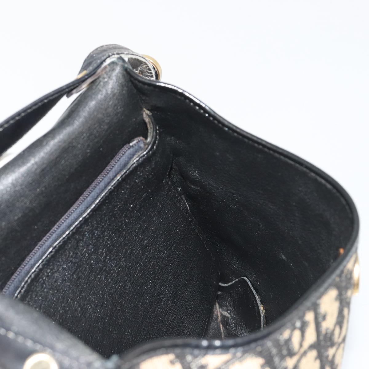 Christian Dior Trotter Canvas Shoulder Bag Navy Gold Auth ep15009