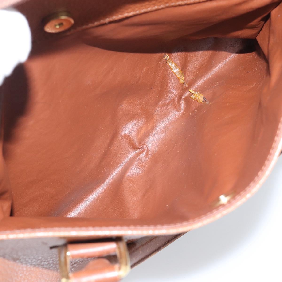 Burberrys Hand Bag Leather Brown Gold Auth ep15010