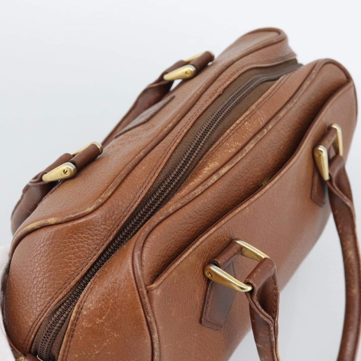 Burberrys Hand Bag Leather Brown Gold Auth ep15010