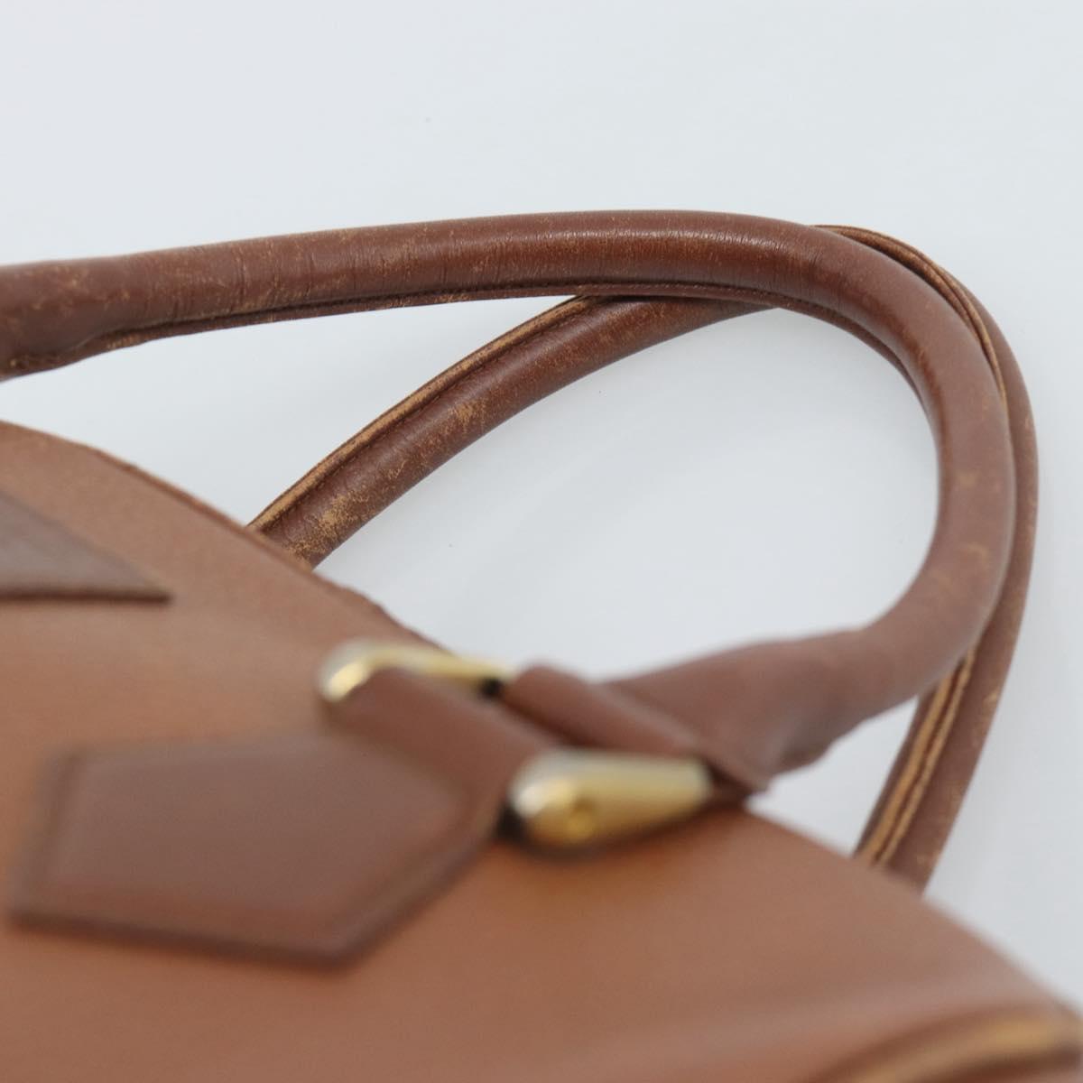 Burberrys Hand Bag Leather Brown Gold Auth ep15010