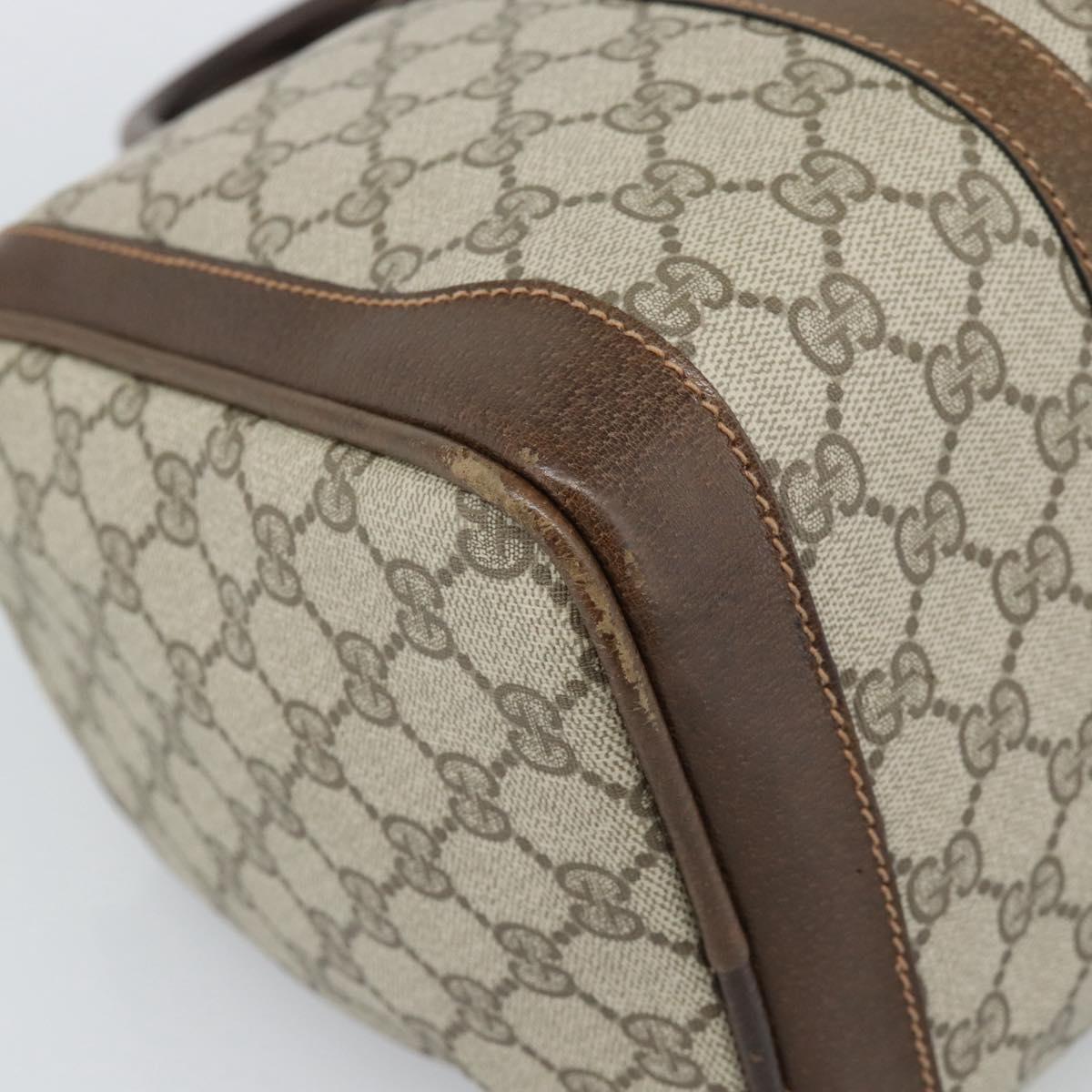 GUCCI GG Supreme Web Sherry Line Boston Bag PVC Beige Gold Auth ep15012