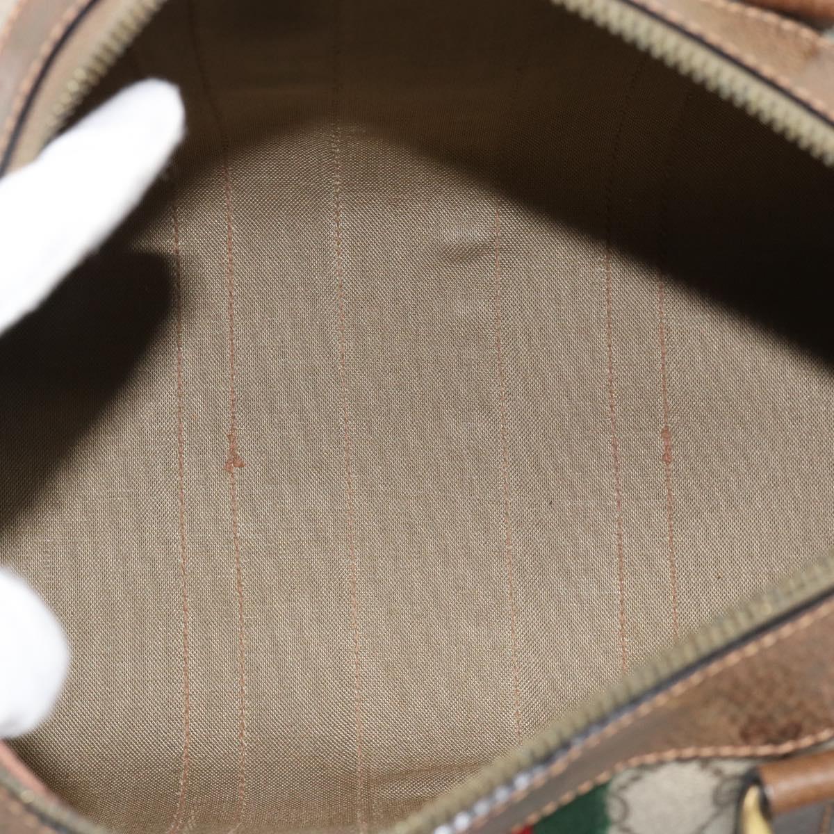 GUCCI GG Supreme Web Sherry Line Boston Bag PVC Beige Gold Auth ep15012