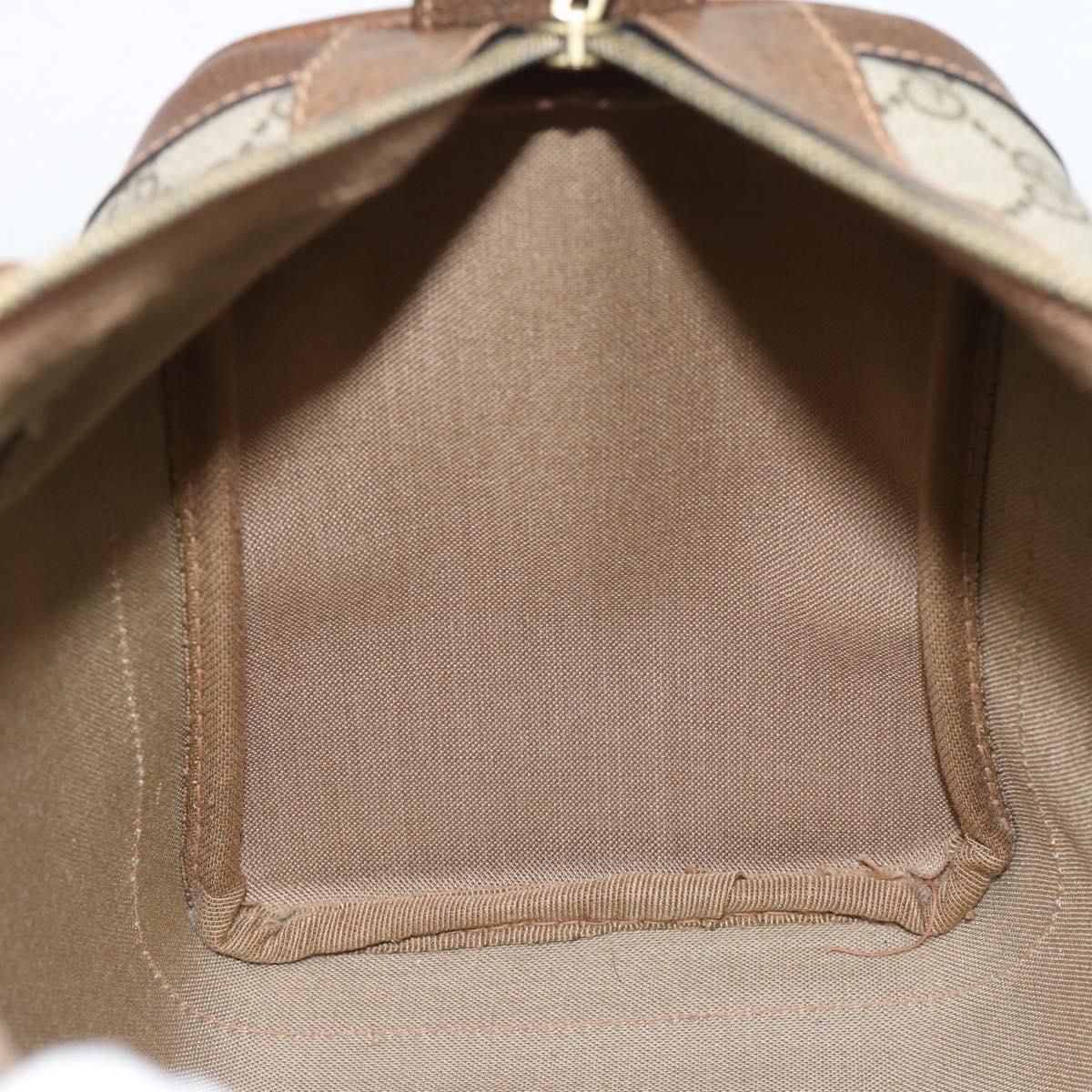 GUCCI GG Supreme Web Sherry Line Boston Bag PVC Beige Gold Auth ep15012