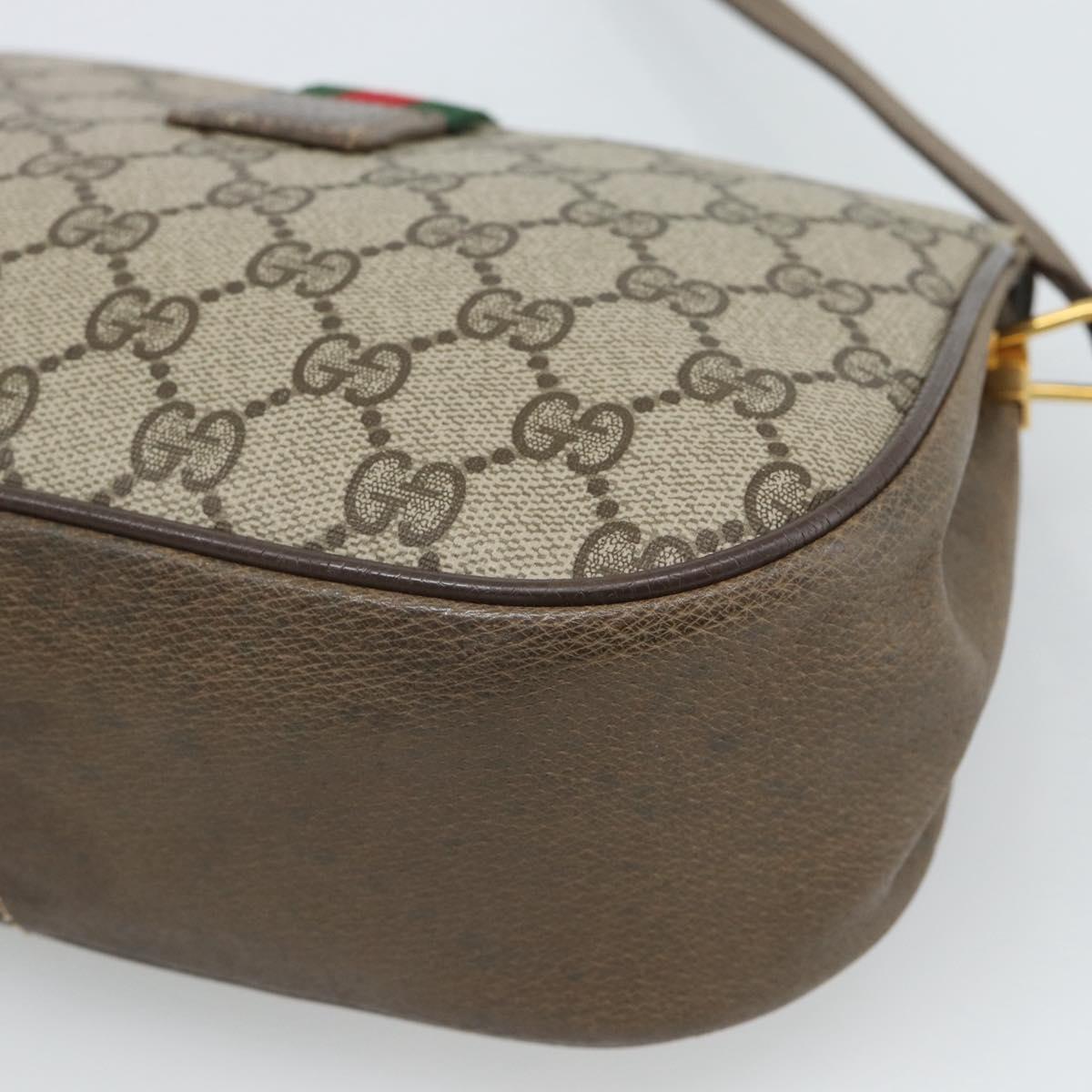 GUCCI GG Supreme Web Sherry Line Bag PVC Beige Gold 72 02 024 Auth ep15016