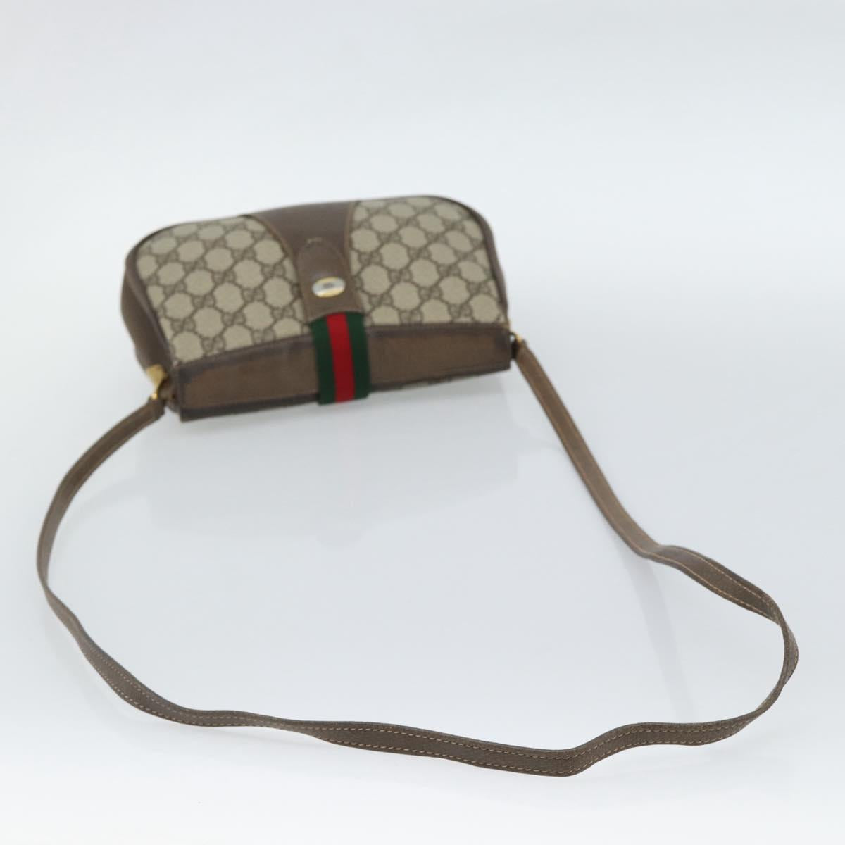 GUCCI GG Supreme Web Sherry Line Bag PVC Beige Gold 72 02 024 Auth ep15016