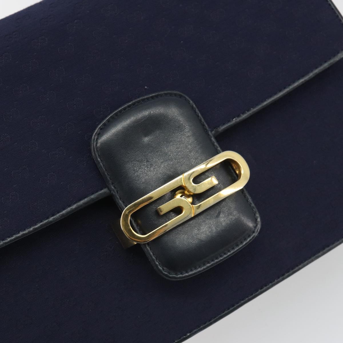 GUCCI Micro GG Canvas Shoulder Bag Navy Gold Auth ep15021A