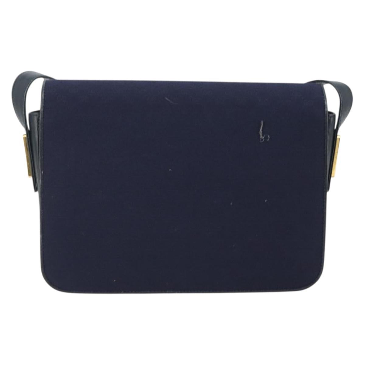 GUCCI Micro GG Canvas Shoulder Bag Navy Gold Auth ep15021A