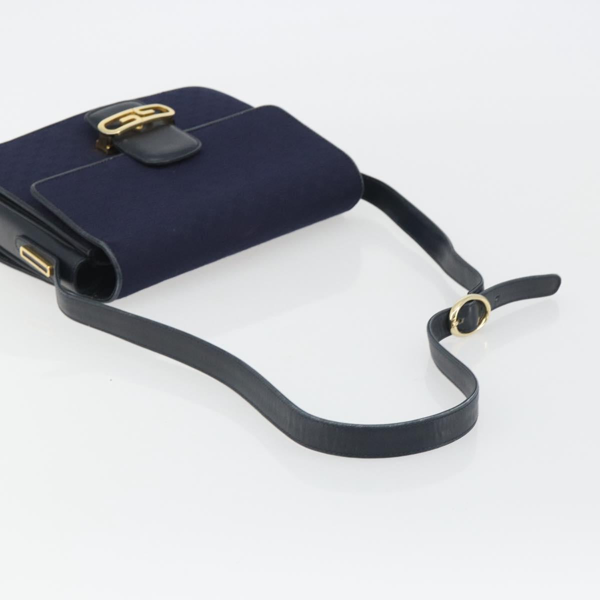 GUCCI Micro GG Canvas Shoulder Bag Navy Gold Auth ep15021A