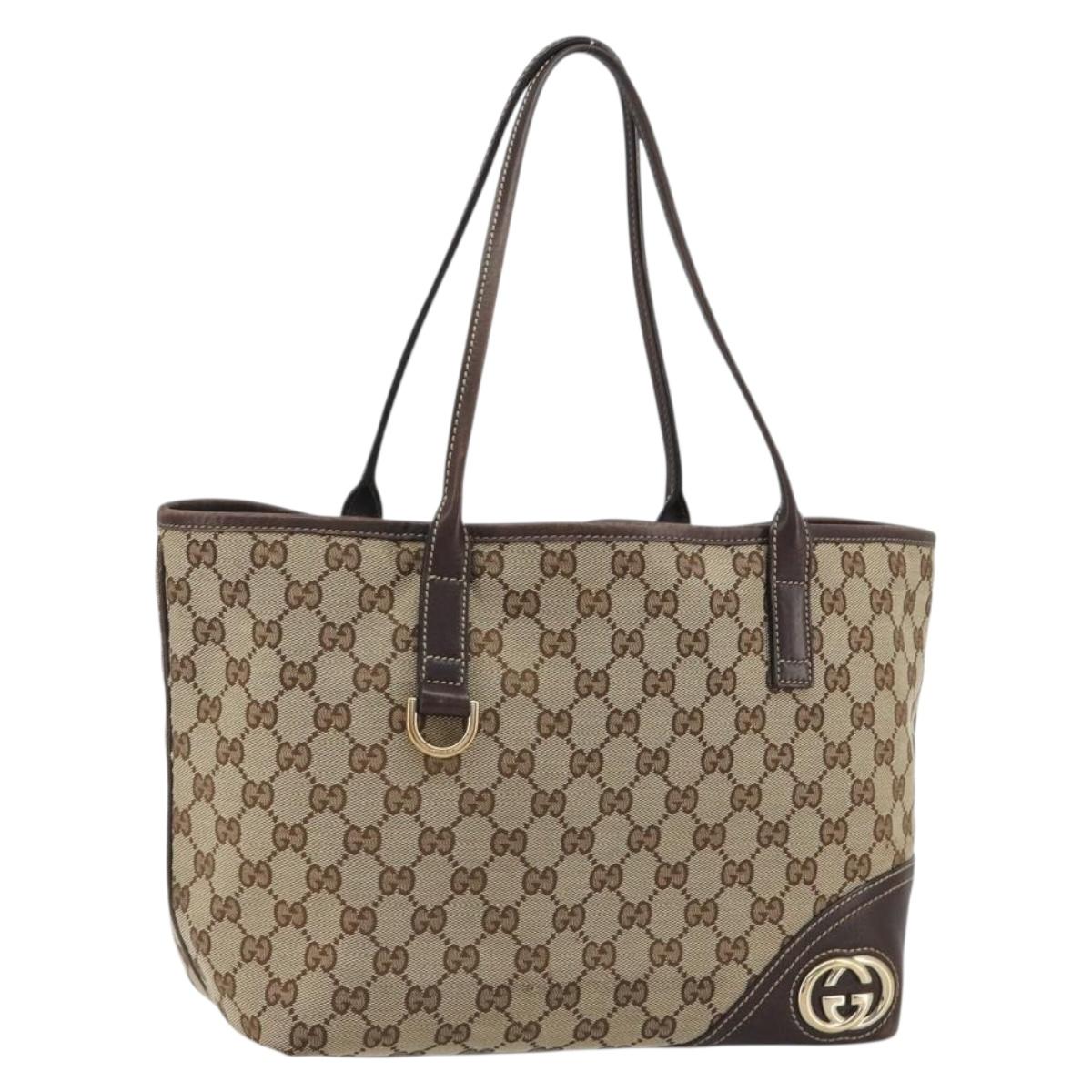 GUCCI GG Canvas Hand Bag Beige Gold 169946 Auth ep15025