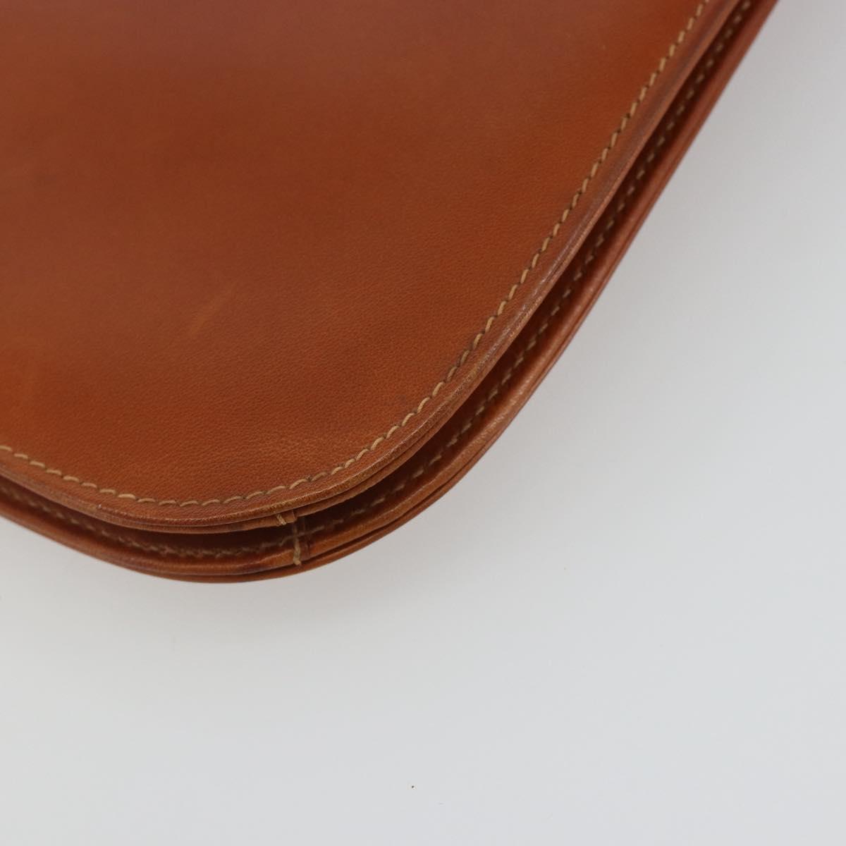 GUCCI Clutch Bag Leather Brown Gold Auth ep15027A