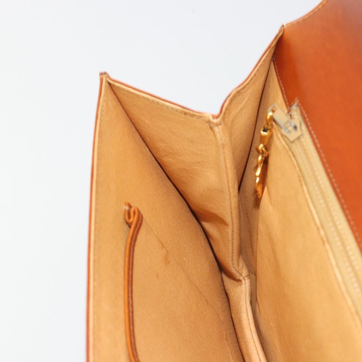GUCCI Clutch Bag Leather Brown Gold Auth ep15027A