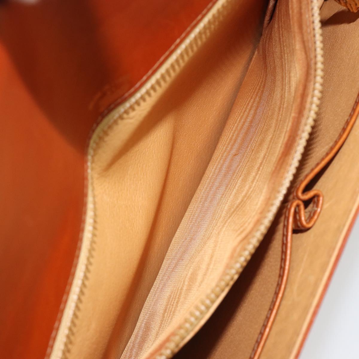 GUCCI Clutch Bag Leather Brown Gold Auth ep15027A
