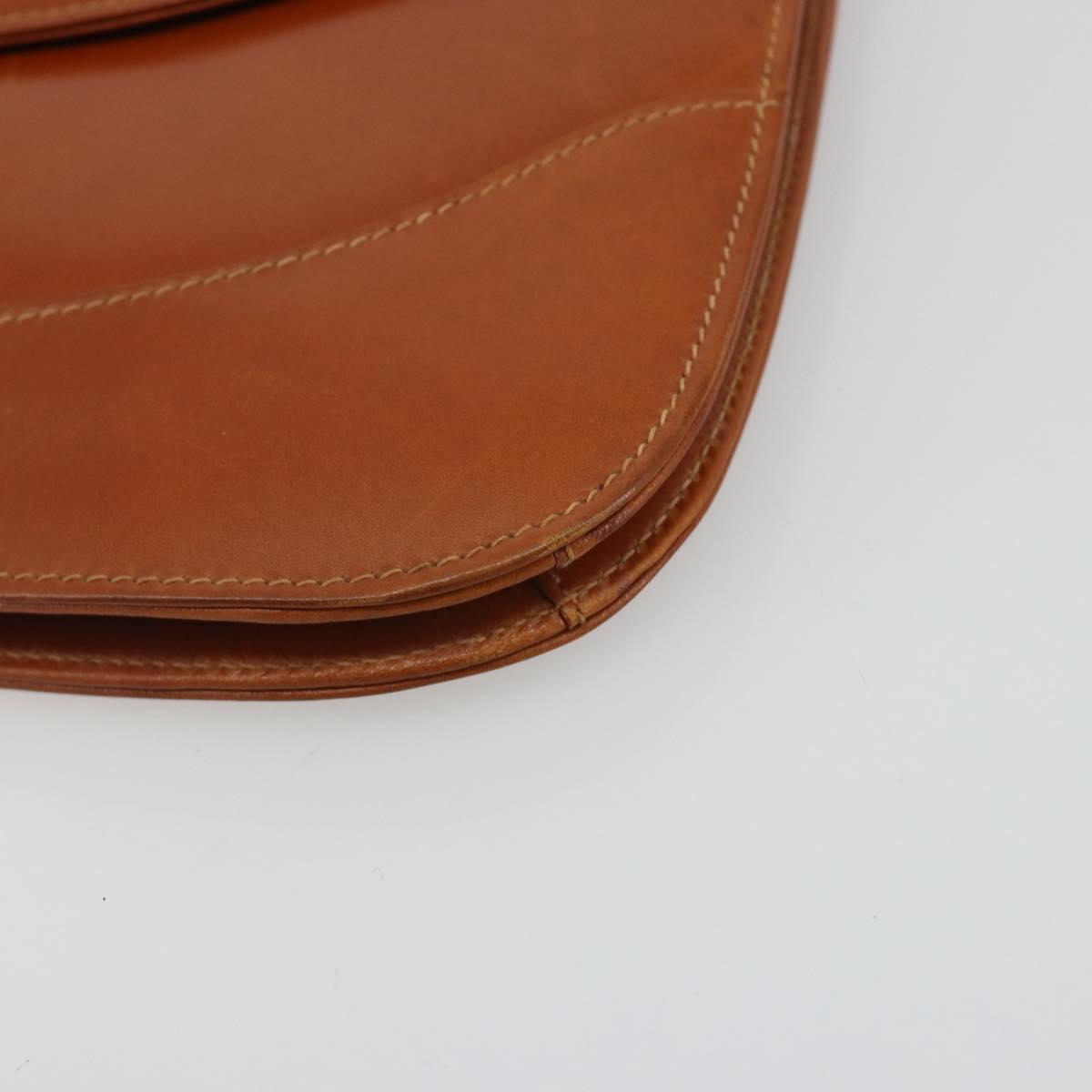GUCCI Clutch Bag Leather Brown Gold Auth ep15027A