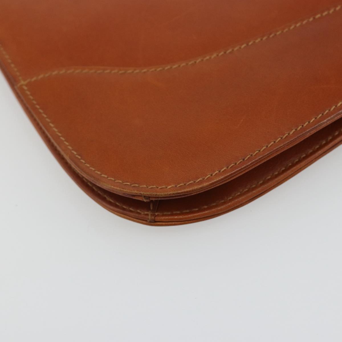 GUCCI Clutch Bag Leather Brown Gold Auth ep15027A