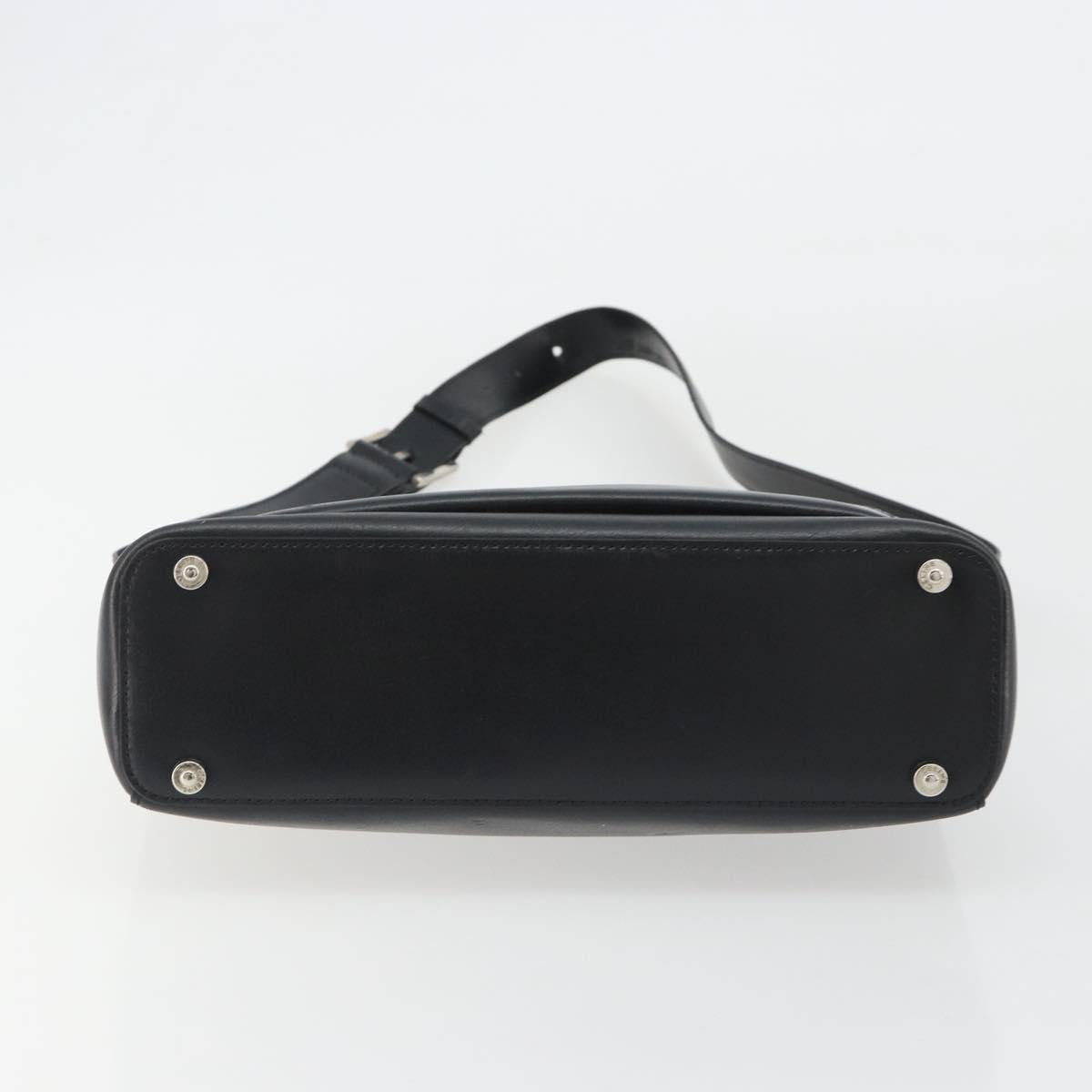 CELINE Shoulder Bag Leather Black Silver Auth ep15031