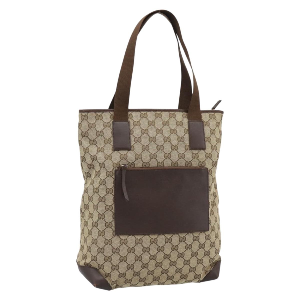 GUCCI GG Canvas Tote Bag Beige Silver 019 0401 Auth ep15032