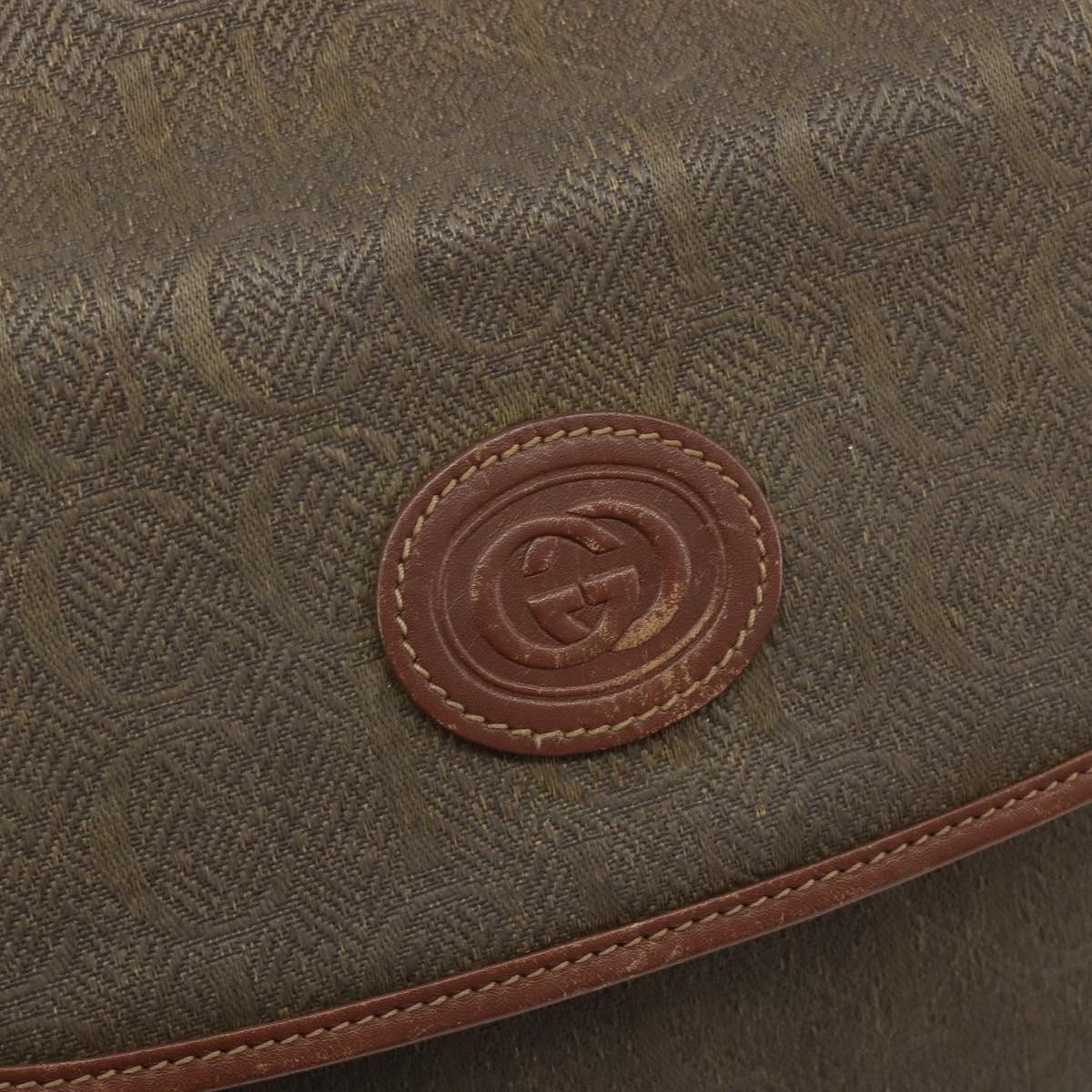GUCCI Shoulder Bag PVC Canvas Beige Gold Auth ep15035