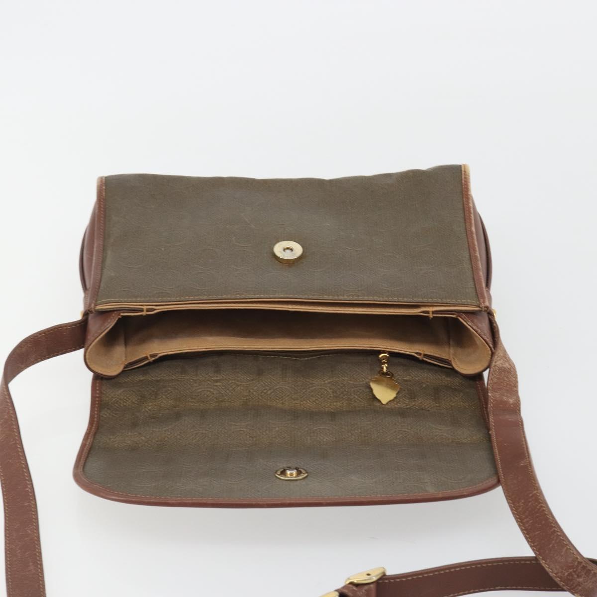 GUCCI Shoulder Bag PVC Canvas Beige Gold Auth ep15035
