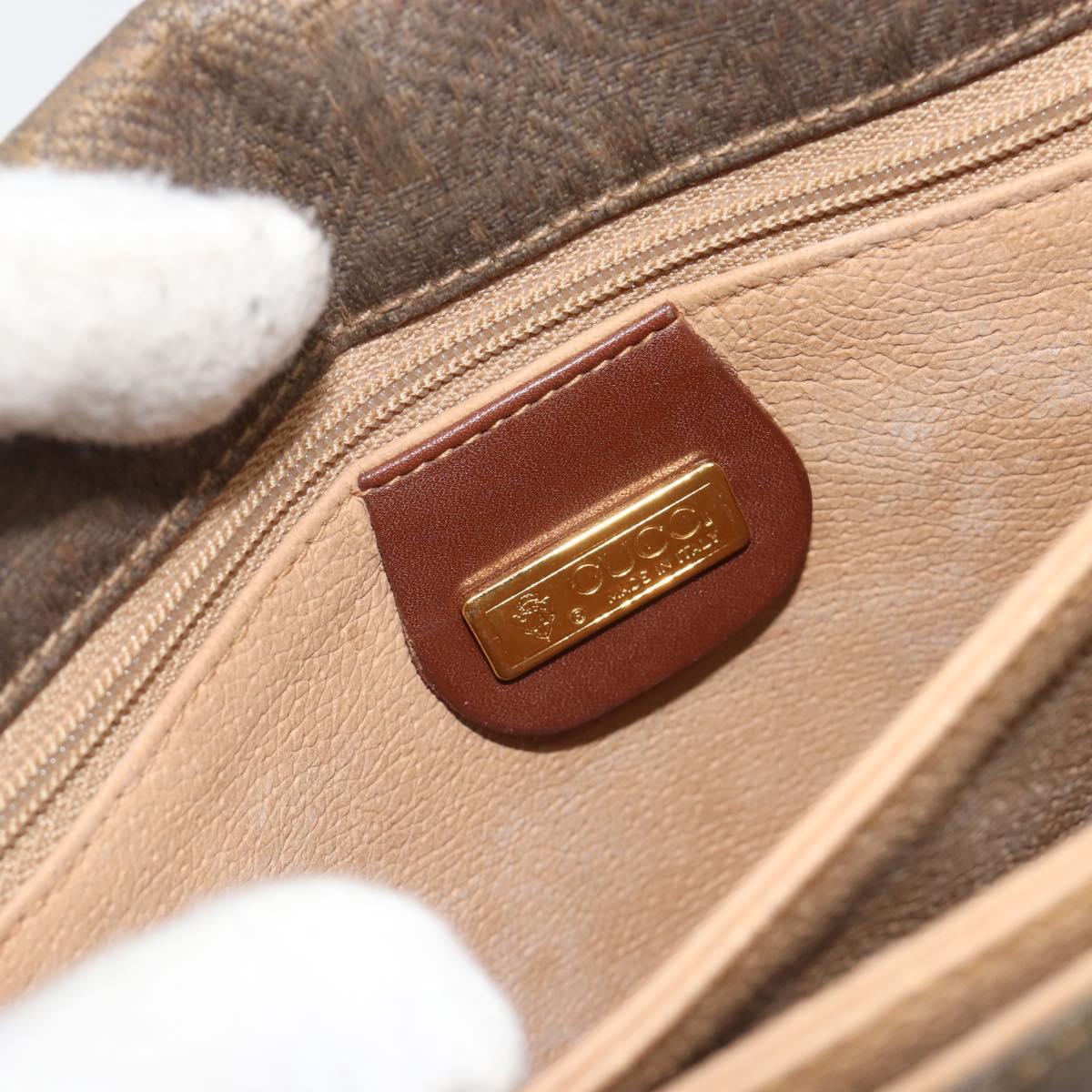 GUCCI Shoulder Bag PVC Canvas Beige Gold Auth ep15035