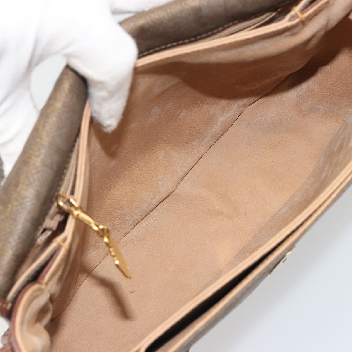 GUCCI Shoulder Bag PVC Canvas Beige Gold Auth ep15035