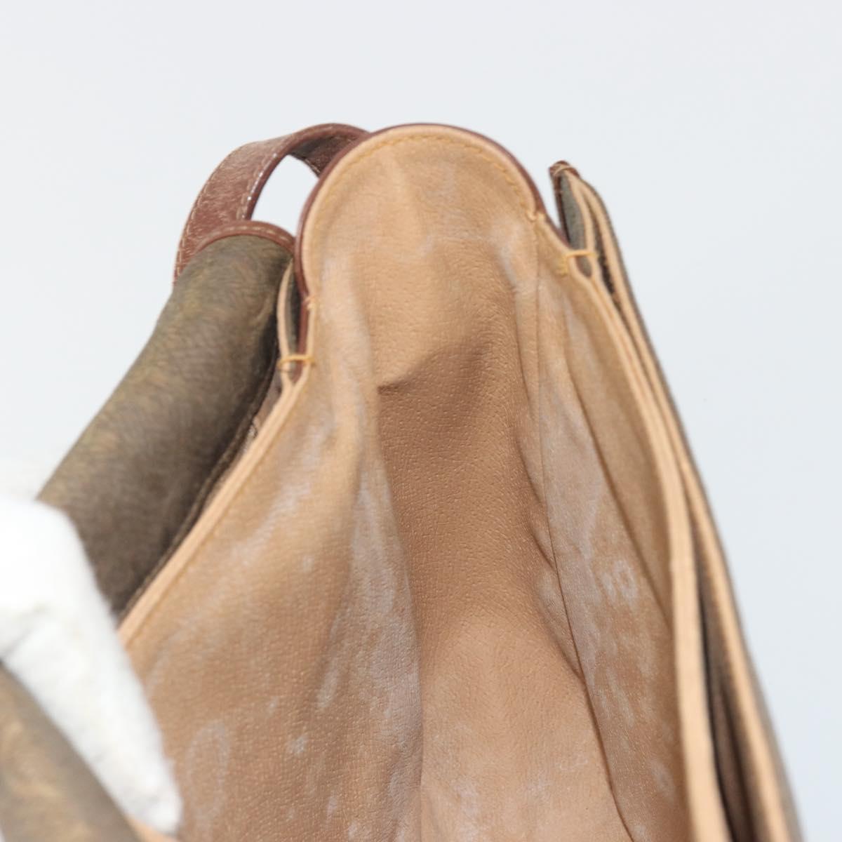 GUCCI Shoulder Bag PVC Canvas Beige Gold Auth ep15035
