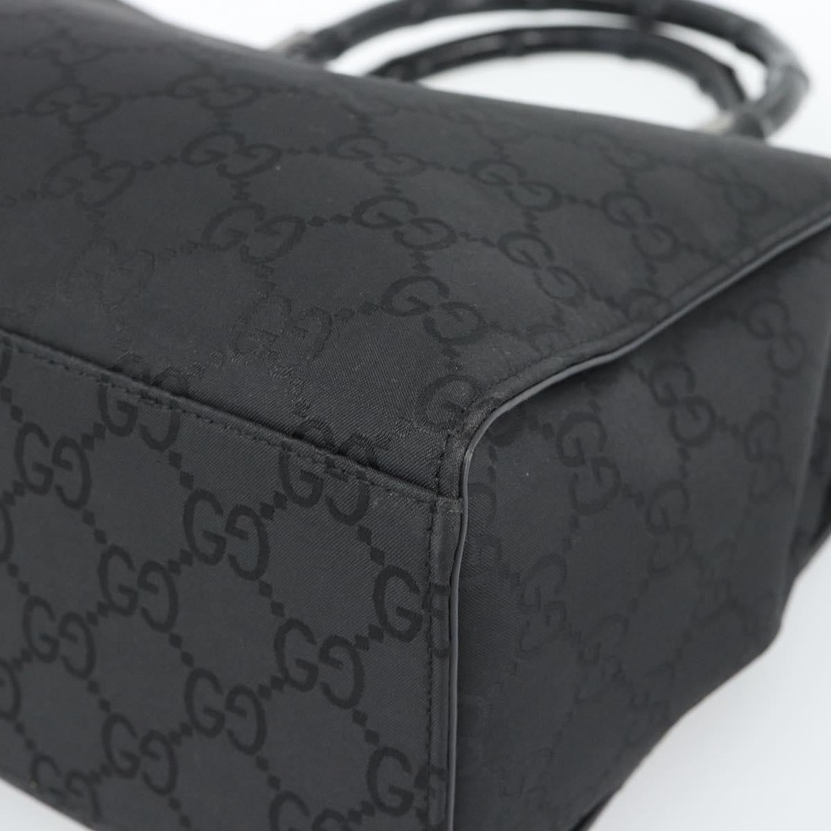 GUCCI GG Canvas Bamboo Hand Bag Nylon Black Silver 002 1010 Auth ep15037