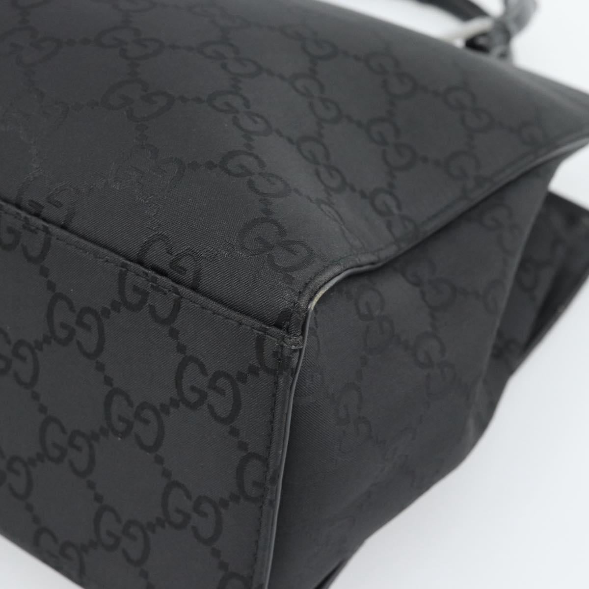 GUCCI GG Canvas Bamboo Hand Bag Nylon Black Silver 002 1010 Auth ep15037