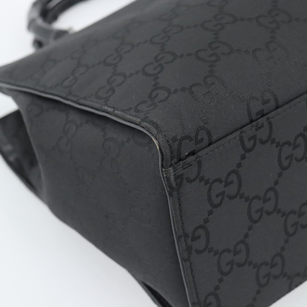 GUCCI GG Canvas Bamboo Hand Bag Nylon Black Silver 002 1010 Auth ep15037