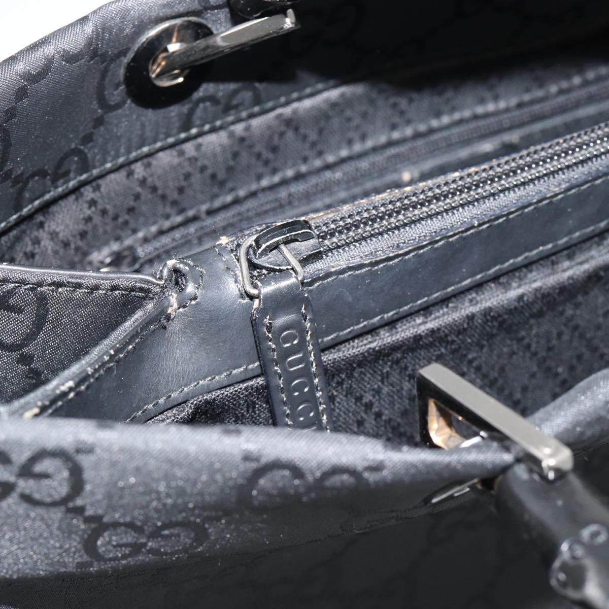 GUCCI GG Canvas Bamboo Hand Bag Nylon Black Silver 002 1010 Auth ep15037