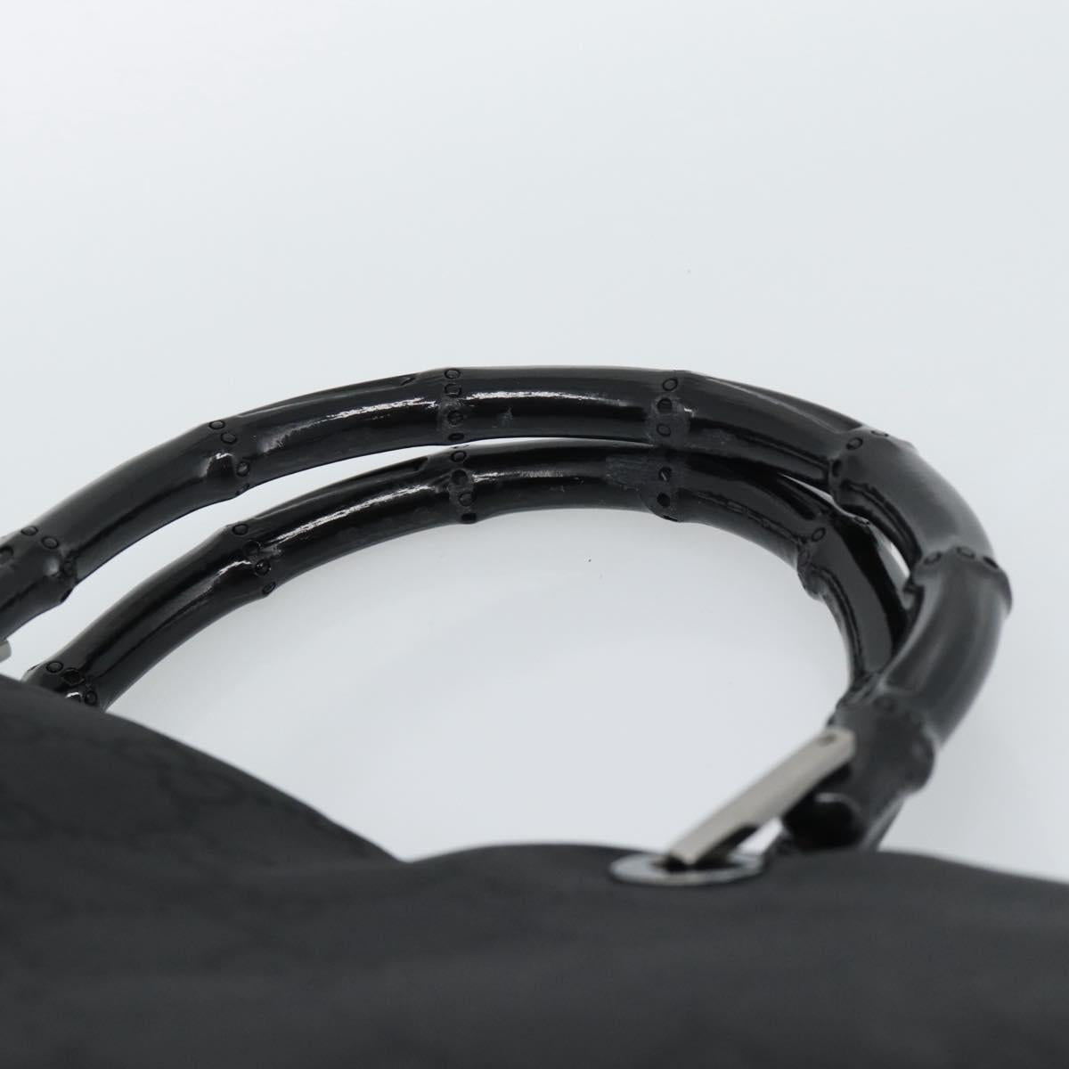 GUCCI GG Canvas Bamboo Hand Bag Nylon Black Silver 002 1010 Auth ep15037