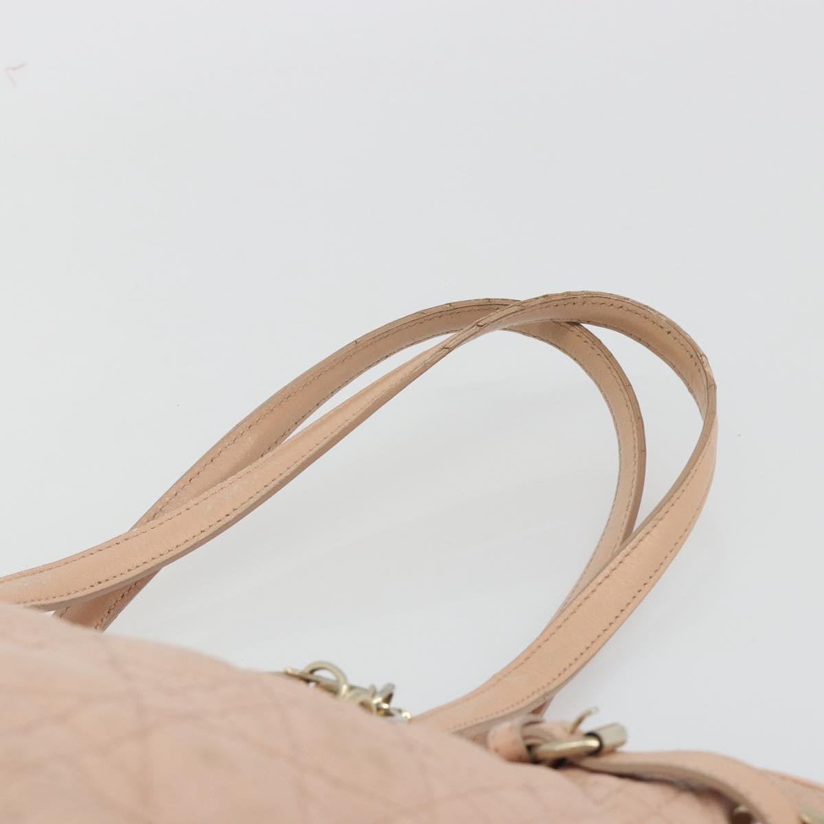 Christian Dior Lady Dior Canage Hand Bag Coated Canvas Pink Gold Auth ep15039