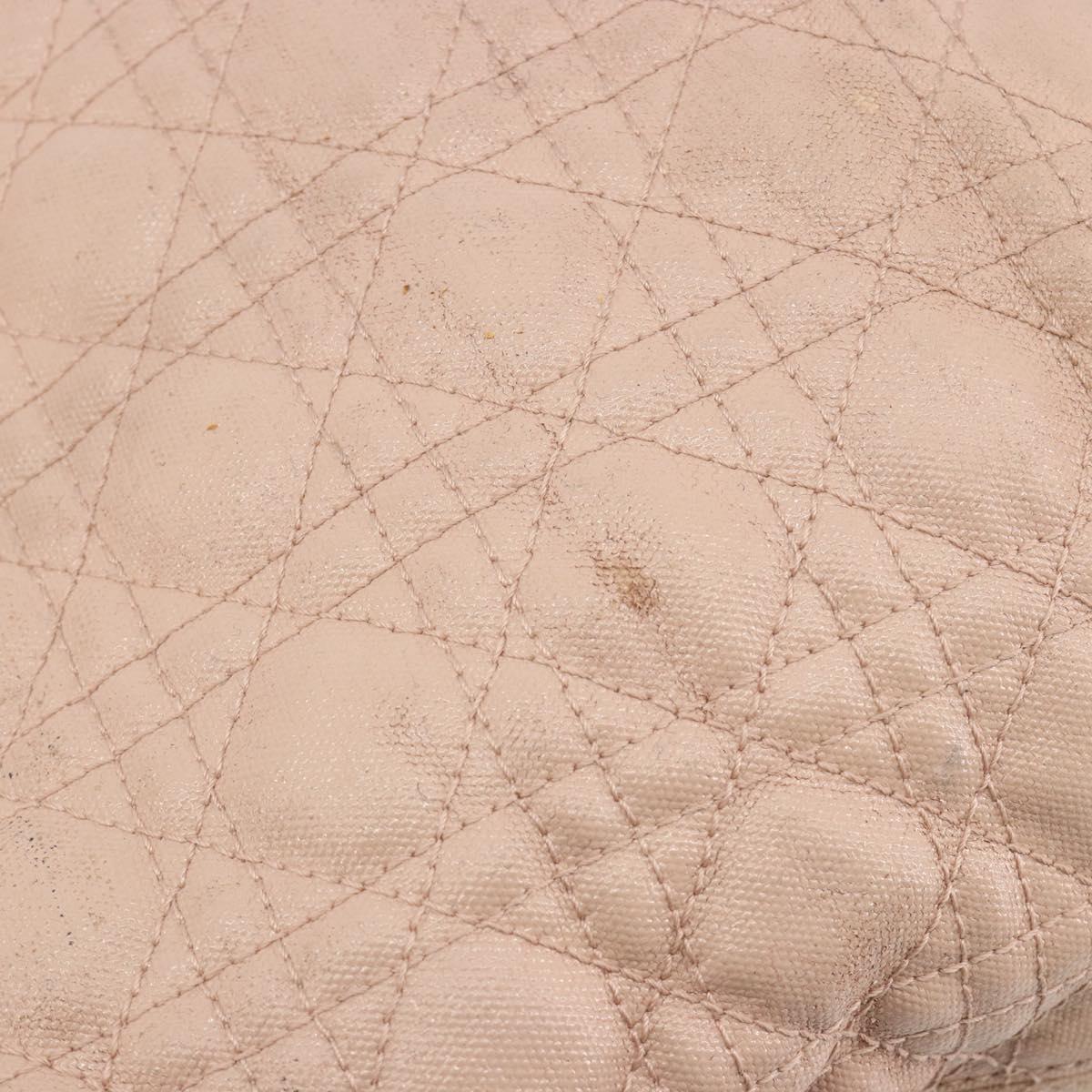 Christian Dior Lady Dior Canage Hand Bag Coated Canvas Pink Gold Auth ep15039