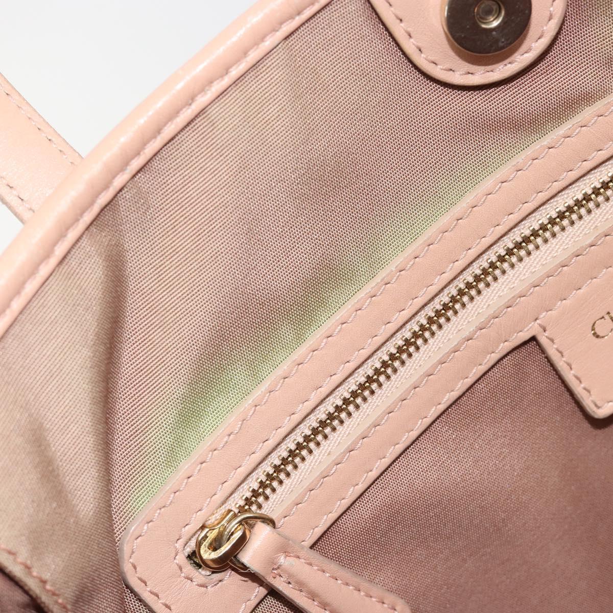 Christian Dior Lady Dior Canage Hand Bag Coated Canvas Pink Gold Auth ep15039