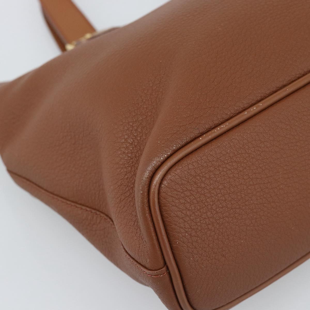 Burberrys Hand Bag Leather Brown Gold Auth ep15041A